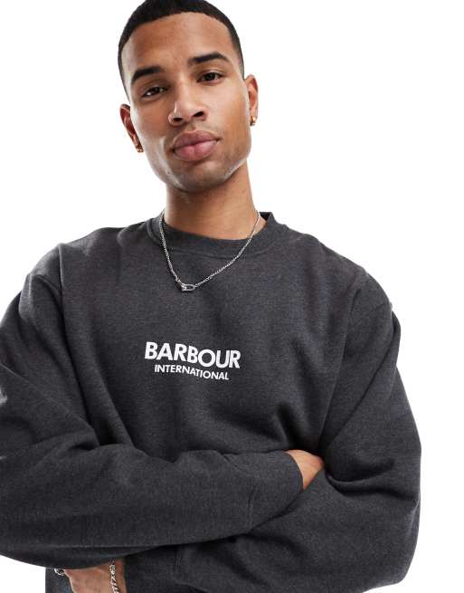 Barbour International - Formula - Oversized sweatshirt met ronde hals in donkergrijs, 3 van 4