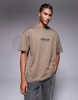 Barbour International Formula oversized t-shirt in khaki exclusive to asos-Green