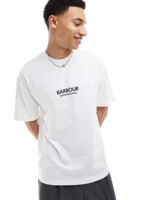 Barbour International Formula oversized t-shirt in white exclusive to asos