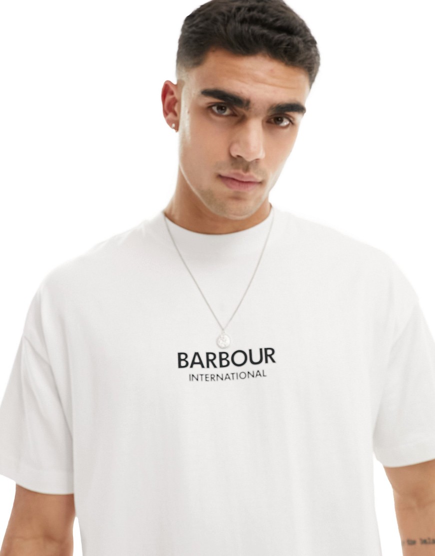 Barbour International Formula oversized t-shirt in white exclusive to asos