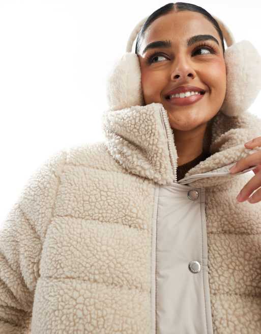 Barbour International Francesca fleece puffer jacket in cream