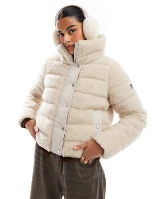 Barbour International - Francesca - Pufferjacke aus Fleece in Creme-Weiß