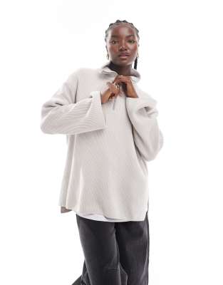 Barbour International - Franchesca - Maglione color crema con zip corta - view 1