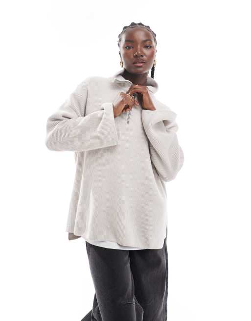 Barbour International - Franchesca - Maglione color crema con zip corta
