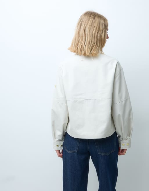 Barbour International Gabriette waterafstotend jack met rits in gebroken wit, 4 van 4