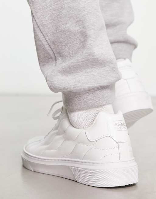 Barbour International Glendale leather onion quilt sneakers in white, 4 of 4