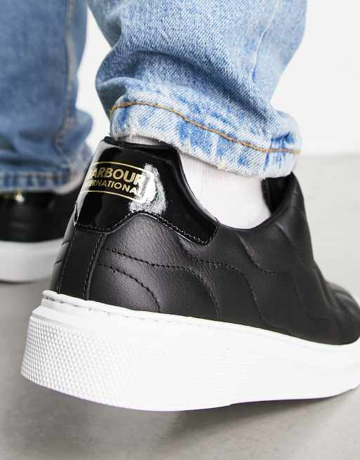 Barbour International – Glendale – Svarta, lökformat quiltade sneakers i läder, 2 av 4