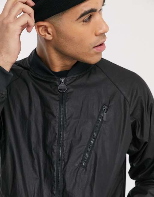 Barbour International Glendale Wax Bomber Jacket In Black