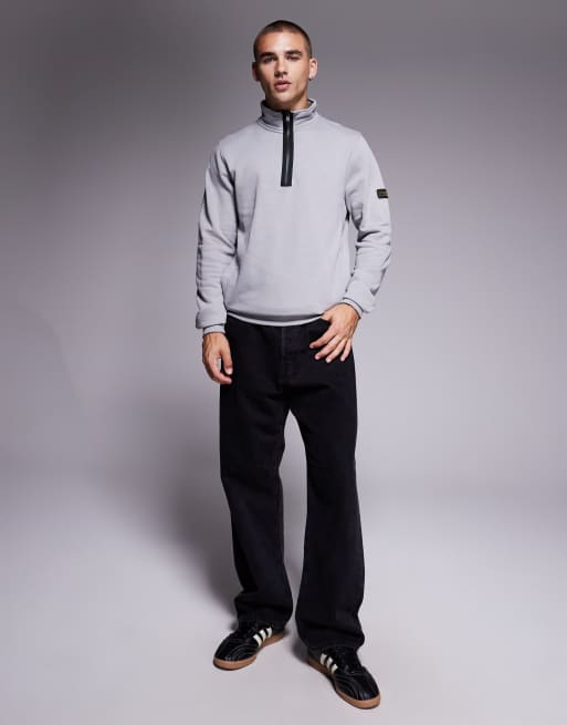 Barbour International - Grå sweatshirt med ståkrave og logo , 2 af 5