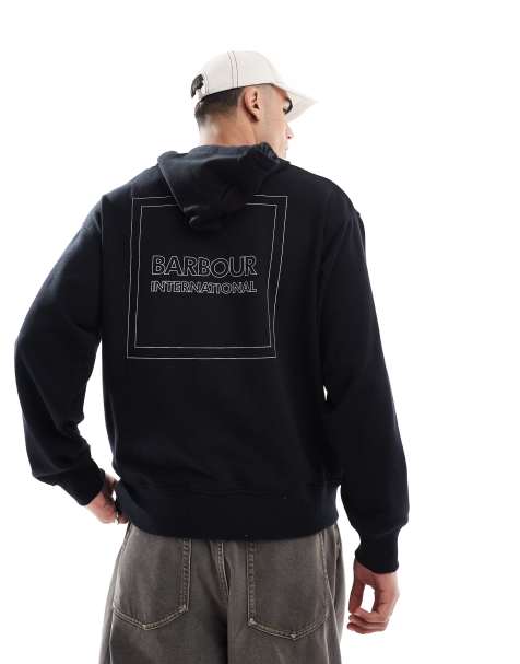 Barbour International graphic hoodie in black - view 1