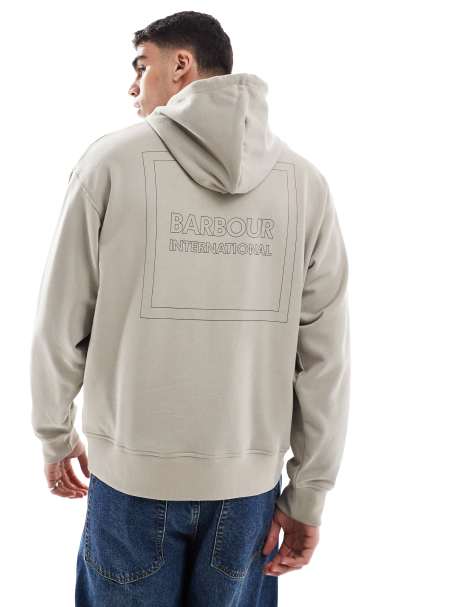 Barbour International graphic hoodie in concrete - view 1