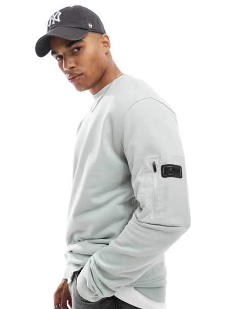 Barbour International grip crew neck sweatshirt in grey - view 1