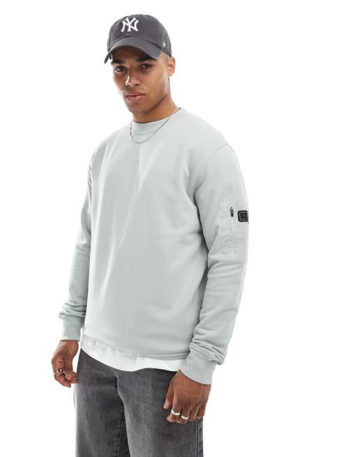 Barbour International Grip crew neck sweatshirt in grey 