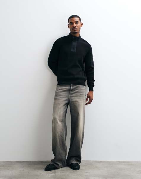 Barbour International half zip knitted jumper in black - view 1