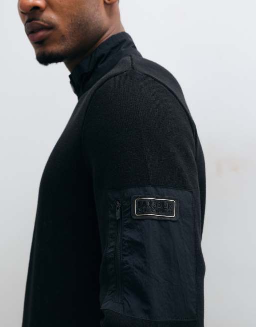 Barbour International half zip knitted jumper in black, 3 of 5