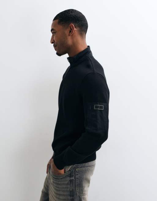 Barbour International half zip knitted jumper in black, 4 of 5