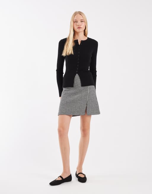 Barbour International Halina gingham mini skirt in black/white, 2 of 5