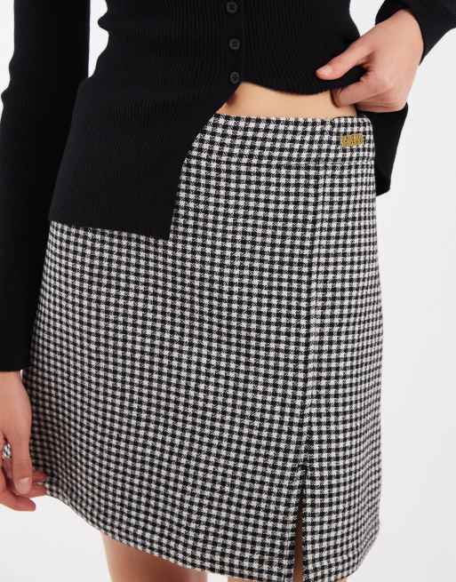 Barbour International Halina gingham mini skirt in black/white, 3 of 5