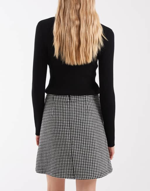 Barbour International Halina gingham mini skirt in black/white, 4 of 5