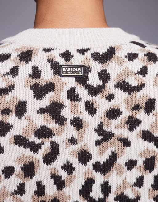 Barbour International – Harley – Beige, leopardmönstrad, stickad tröja , 4 av 4