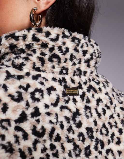 Barbour International - Harley - Beige/sort fleece-jakke med leopardprint , 2 af 4