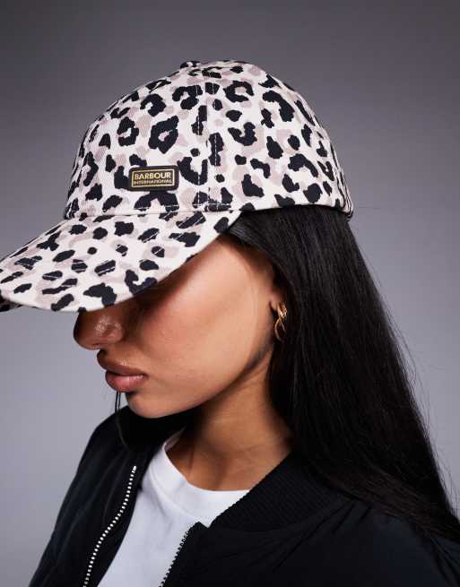 Barbour International Harley leopard cap in jasmine leopard - CREAM