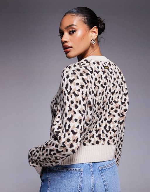 Barbour International - Harley - Maglione beige leopardato , 3 di 4