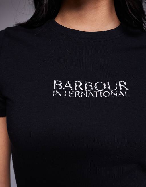 Barbour International - Harley - Sort og smal T-shirt med leopardmønster og logo , 4 af 4