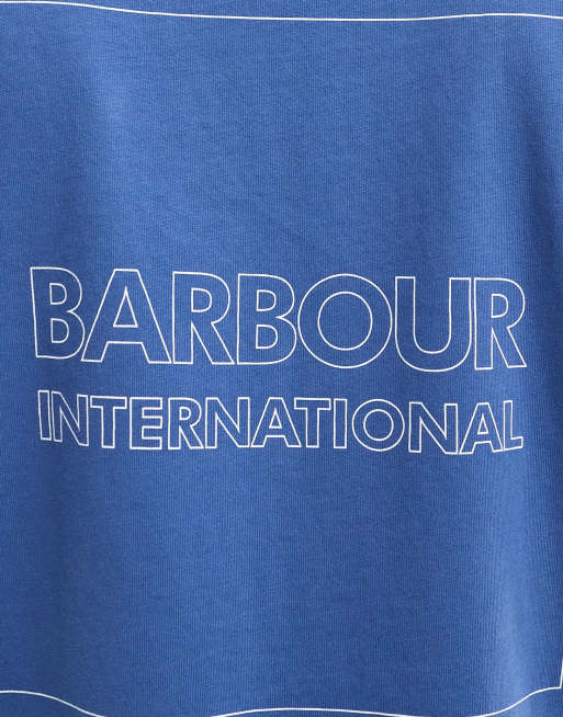 Barbour International – Havsblå t-shirt i oversize med tryck baktill, 3 av 4