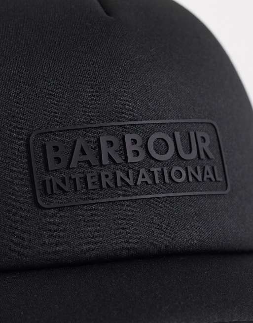 Barbour International Heli logo mesh trucker cap in black, 3 of 3