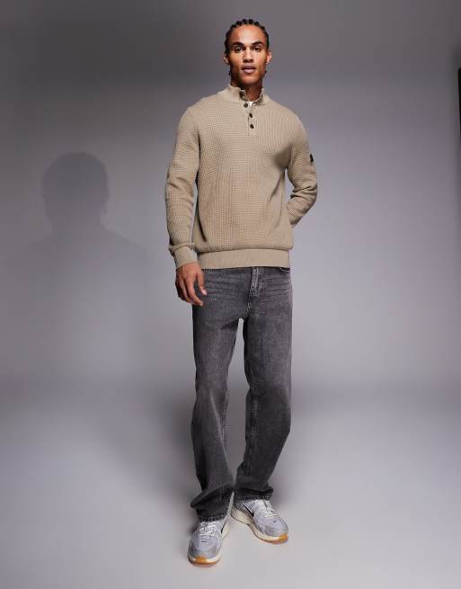 Barbour International - Herring - Maglione lavorato grigio con bottoni e logo, 2 di 5