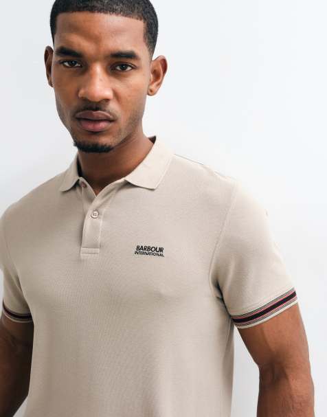 Barbour International Horseferry short sleeve tipped polo shirt in beige - view 1