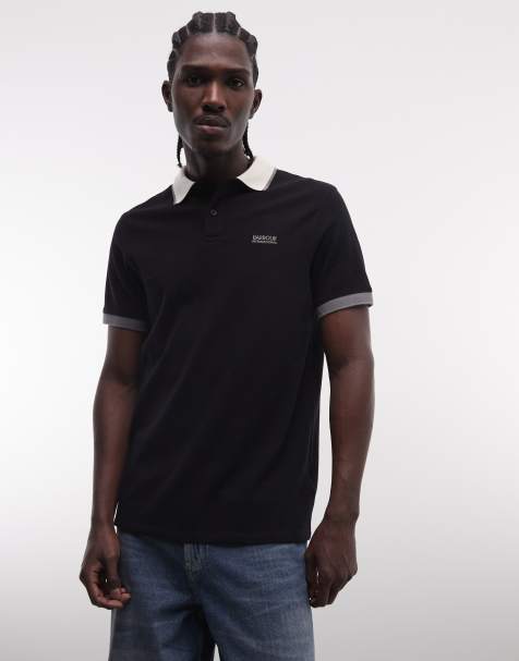 Barbour International - Howall - Polo a maniche corte nera con bordi a contrasto e logo - view 1