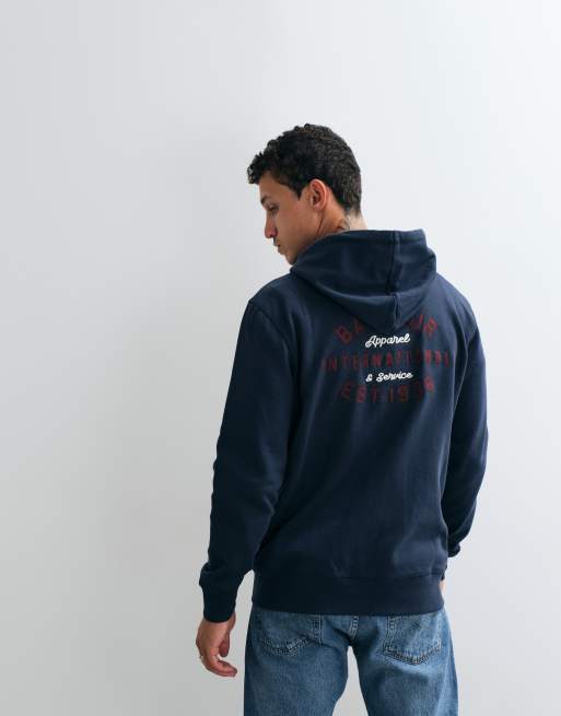 Barbour International hættetrøje med lynlås, grafisk logo og rygprint i navy, 2 af 5
