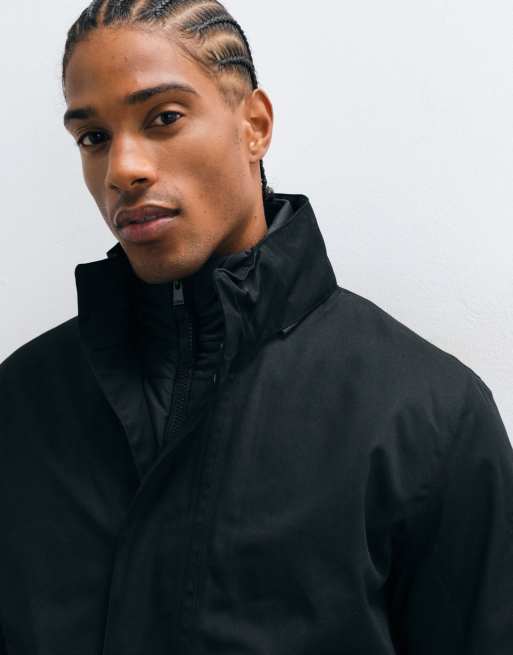 Barbour International Hybridge vandtæt jakke med hætte i sort, 2 af 5