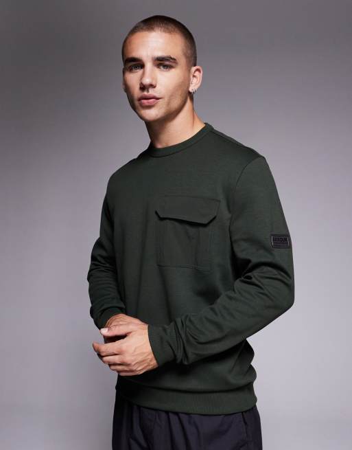 Barbour International Ilford interlock crew neck sweatshirt in sage - DGREEN