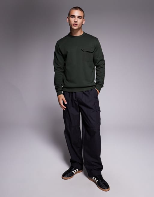 Barbour International Ilford interlock crew neck sweatshirt in sage , 2 of 5
