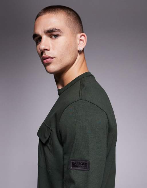 Barbour International Ilford interlock crew neck sweatshirt in sage , 4 of 5