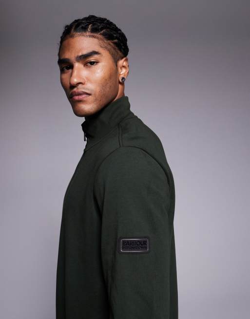 Barbour International – Ilford – Salviagrön tröja med interlockdesign och ståkrage , 3 av 5