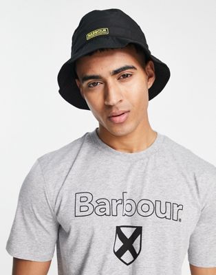 Barbour International Impeller contrast logo bucket hat in black