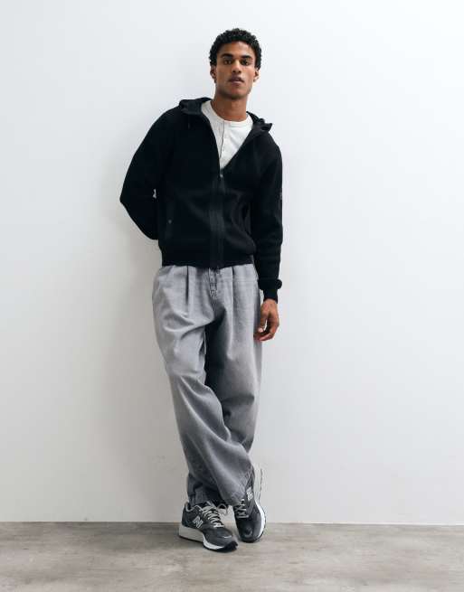 Barbour International Inline zip through knitted hoodie in black, 2 of 5