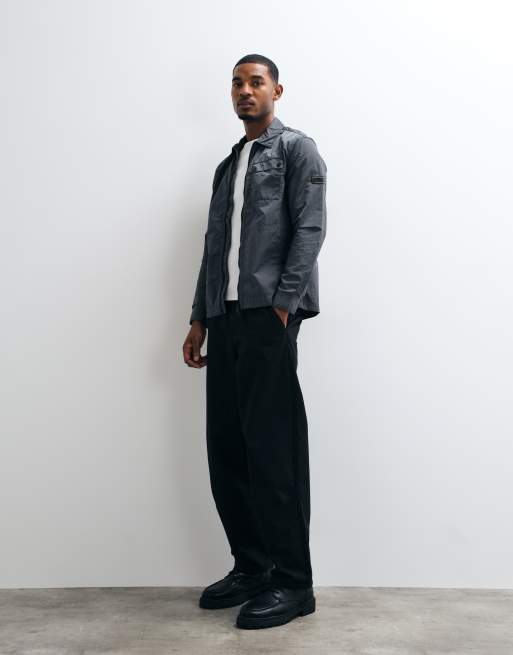 Barbour International Inline zip through overshirt in charcoal grey, 2 of 5