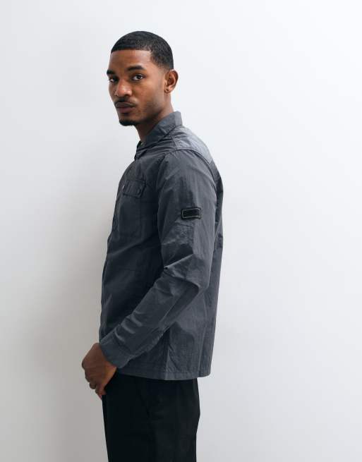 Barbour International Inline zip through overshirt in charcoal grey, 3 of 5