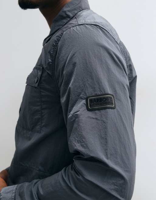 Barbour International Inline zip through overshirt in charcoal grey, 4 of 5
