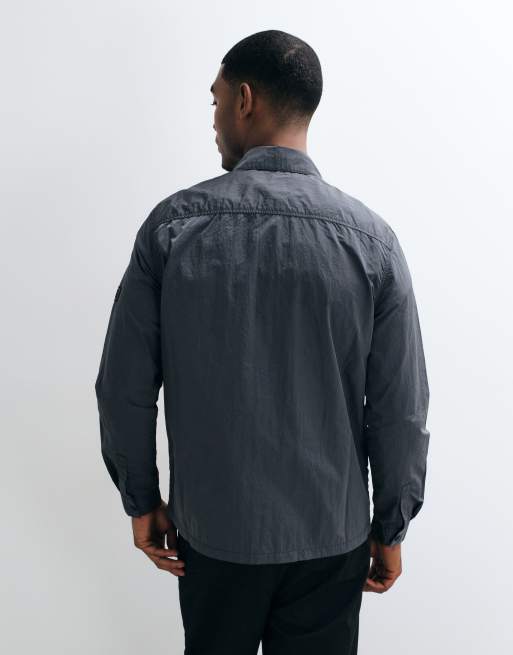 Barbour International Inline zip through overshirt in charcoal grey, 5 of 5