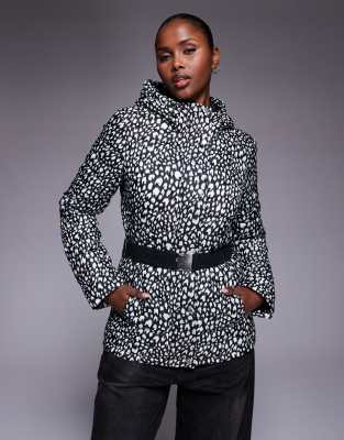 Barbour International - Jada - Pufferjacke mit weißem Schneeleopardenmuster-Bunt