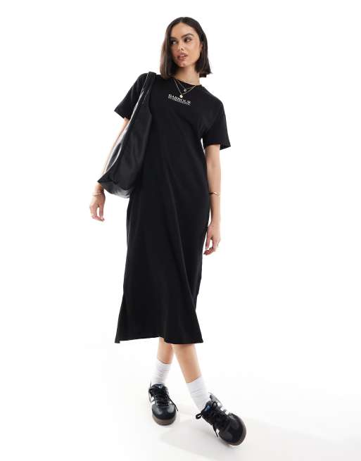 Barbour International jersey logo maxi t shirt dress in black ASOS