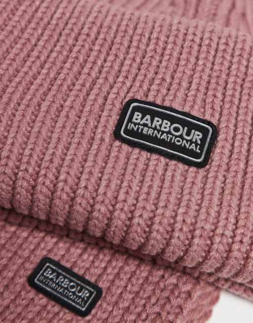Barbour International Juliana beanie & scarf gift set in raspberry , 2 of 3