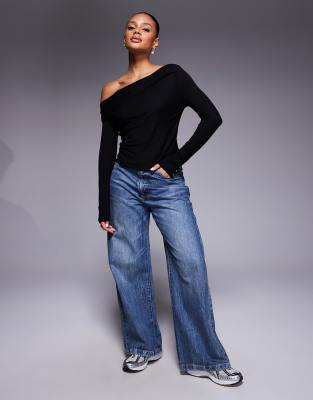 Barbour International - Juliana - Oberteil in Schwarz mit Off-Shoulder-Design