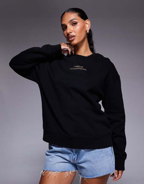 Barbour International Kaia logo sweatshirt in black - view 1